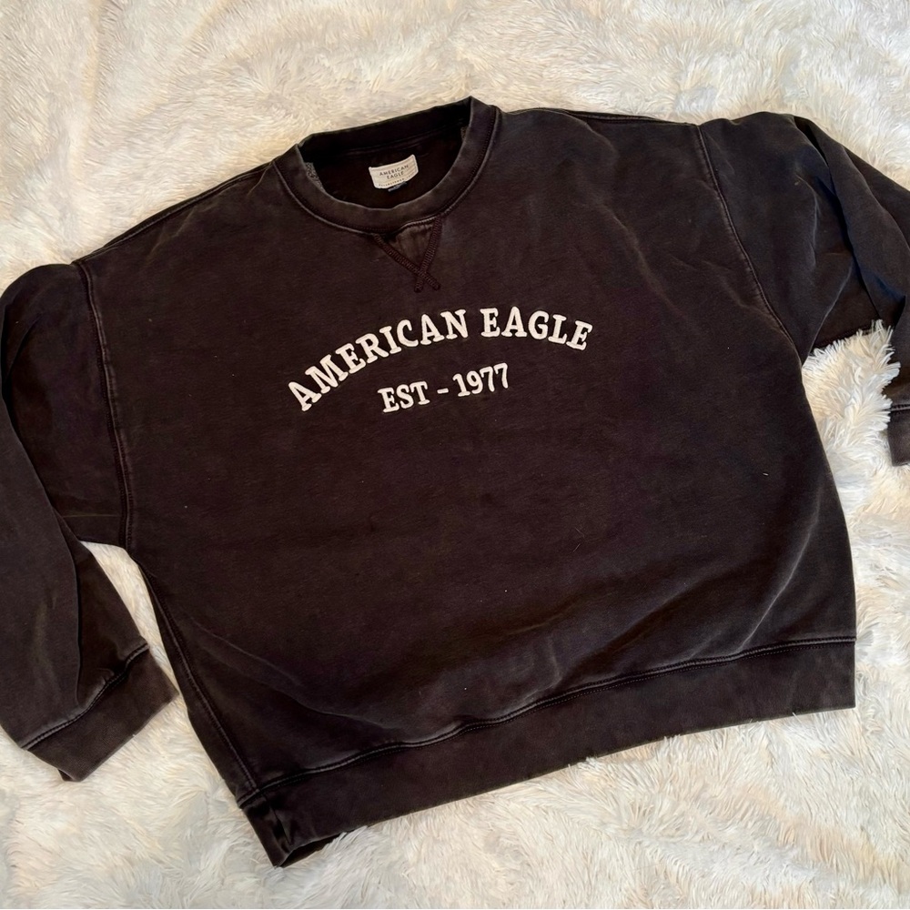 American Eagle Outfitters Dark Gray Crewneck Sweater